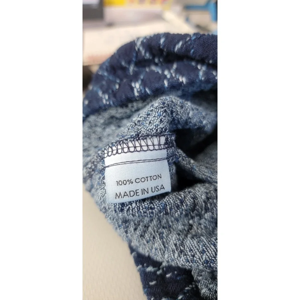 Gustin Kasuri Sashiko Double Diamond Shorts Small Indigo Blue Diamond Knit Men